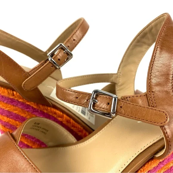 NWT Via Spiga Evelina Espadrille Wedge Platform Pink Orange Sandals, Size 8.5 - Picture 8 of 15